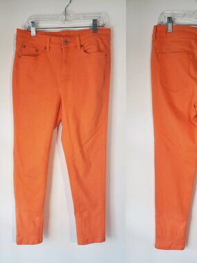 Ralph Lauren Stretchy Jeans Orange w Classic Leather Label and RL Button Details